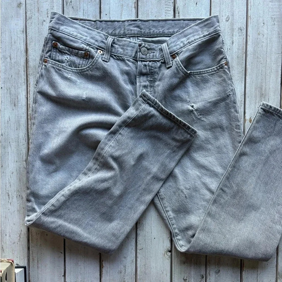 Levi’s, 501 ct, custom taper, gray, slight distressing, size 26 - Picture 3 of 13
